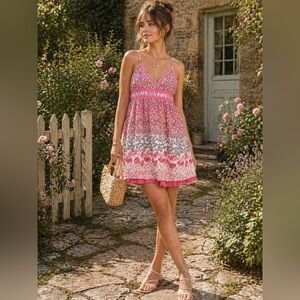 Cottagecore Coco & Tashi Floral Babydoll Mini Dress Size M